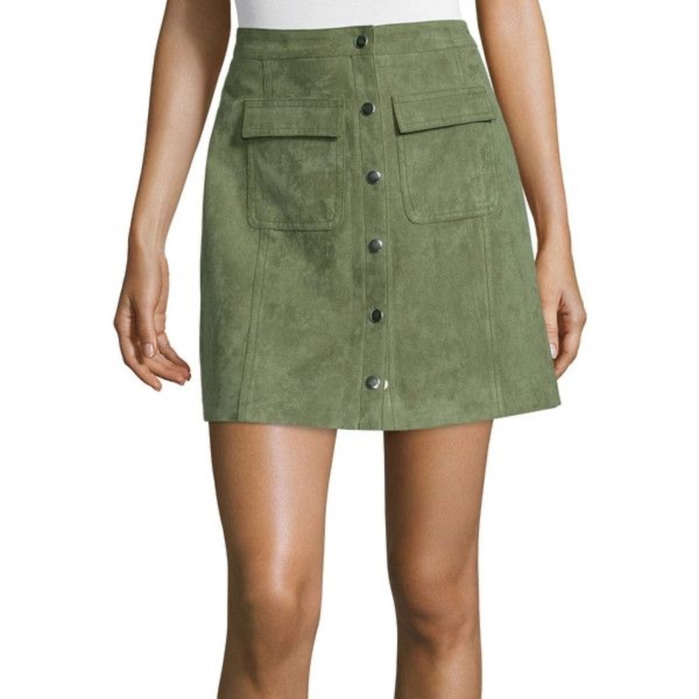I Heart Ronson Military Suede Mini Skirt